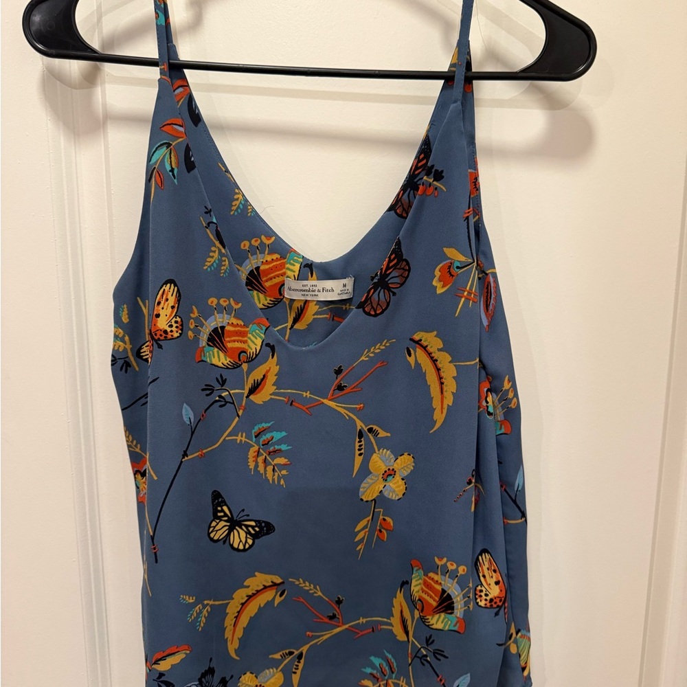 Abercrombie Blue Floral-Print Silk Cami